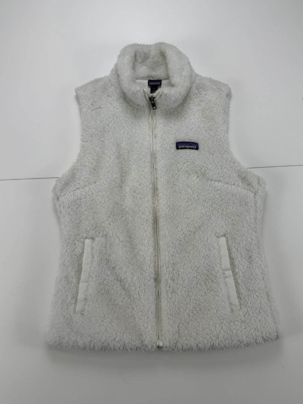 Patagonia Los Gatos Vest Womens S Birch White Sherpa Fleece Full Zip 25216